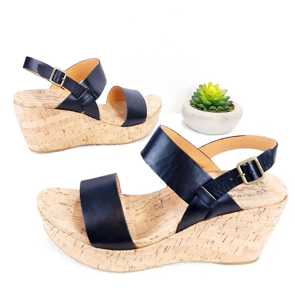 KORK-EASE AUSTIN BLACK LEATHER WEDGE SANDAL - Picture 8 of 16